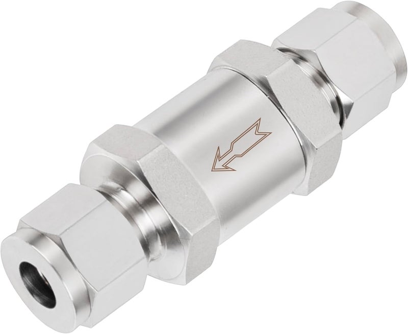Yoebor 304 Stainless Steel Detachable Compression Check Valve 3/8" OD x 3/8" OD One Way Non-Return Valve for Water Oil Gas, 1pc - Image 1